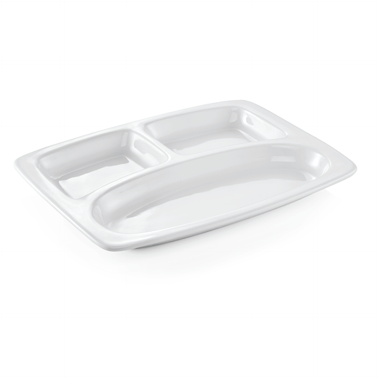 Abteilschale Set, 3-fach Unterteilung, 31 x 23 x 3 cm, Set á 3 Stück, Porzellan  