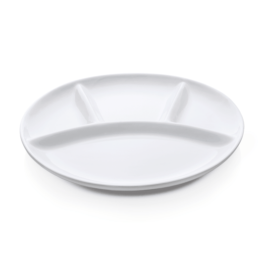 Fondueteller Set, 4-fach Unterteilung, Ø 25 cm, Set á 6 Stück, Porzellan  