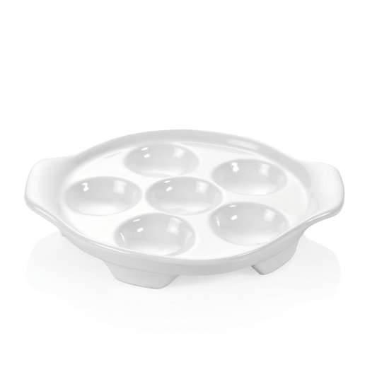 Schneckenpfanne für 6 Schnecken Set, Ø 15 cm, mit Lappengriffen, Set á 6 Stück, Porzellan 