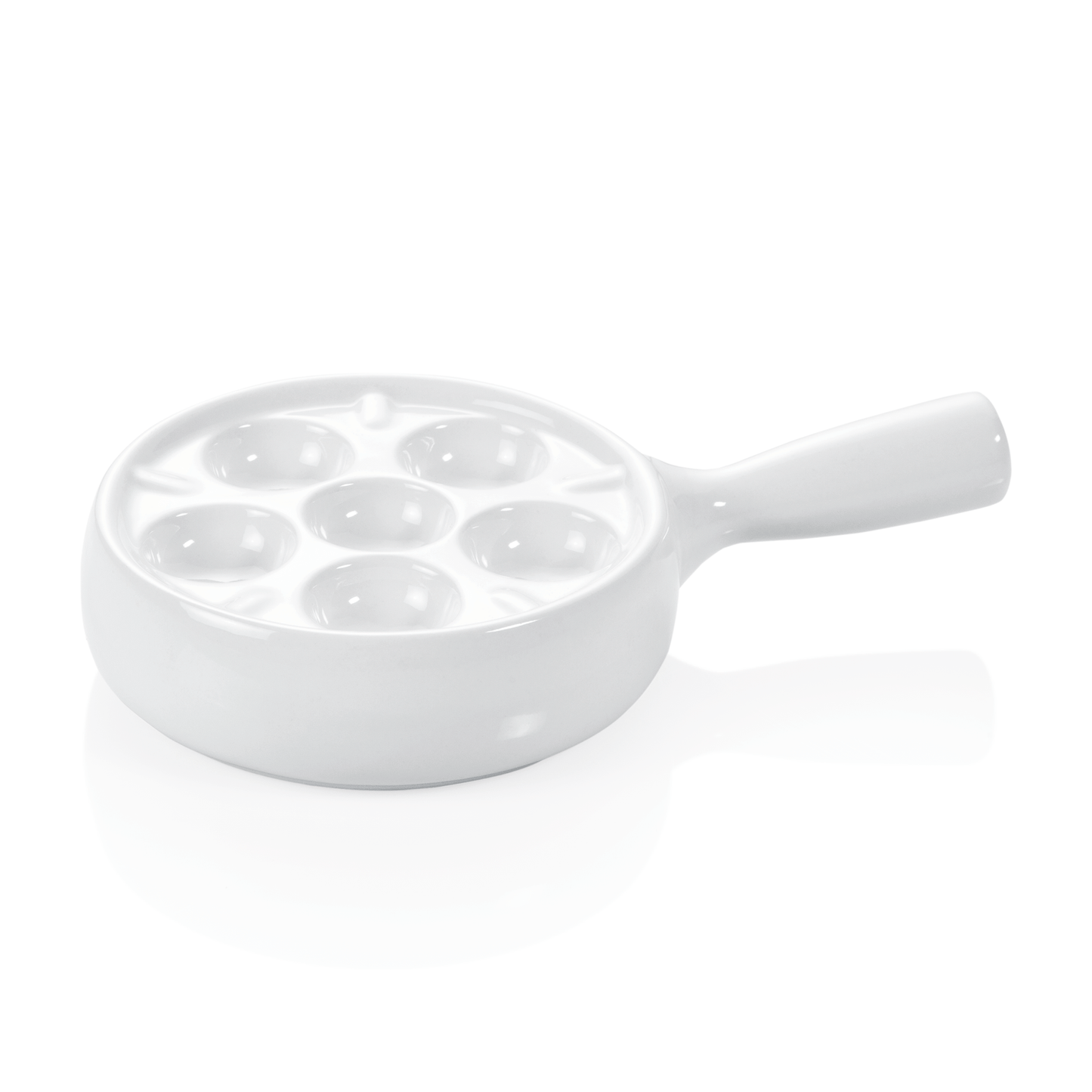 Schneckenpfanne für 6 Schnecken, Ø 12 cm, mit Stielgriff, Porzellan 