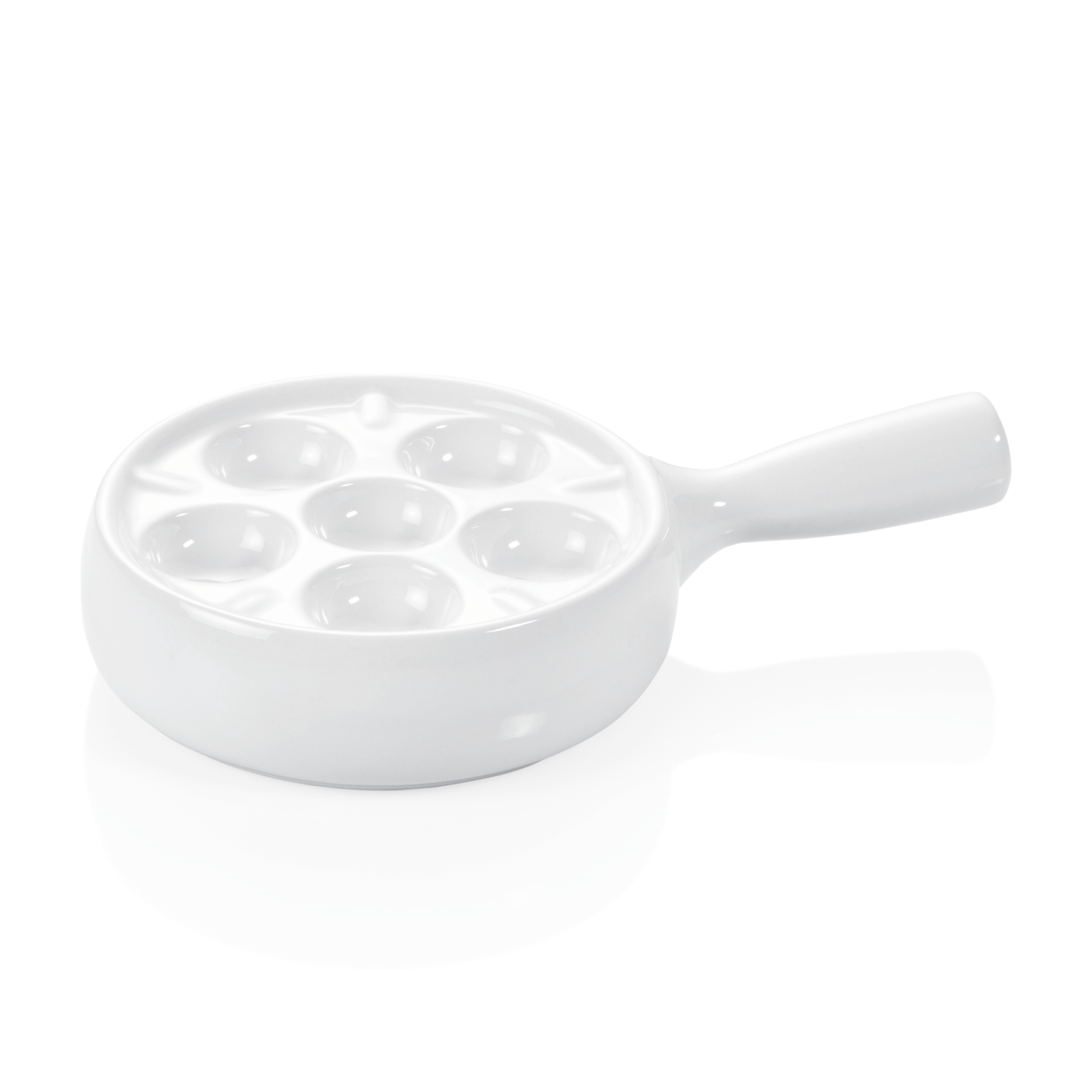 Schneckenpfanne für 6 Schnecken, Ø 12 cm, mit Stielgriff, Porzellan 
