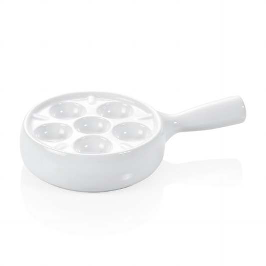 Schneckenpfanne für 6 Schnecken, Ø 12 cm, mit Stielgriff, Porzellan 