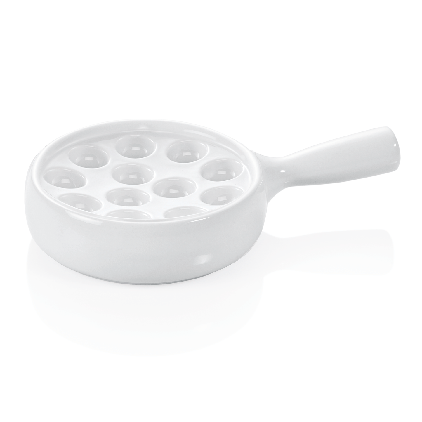 Schneckenpfanne für 12 Schnecken, Ø 20 cm, mit Stielgriff, Porzellan 