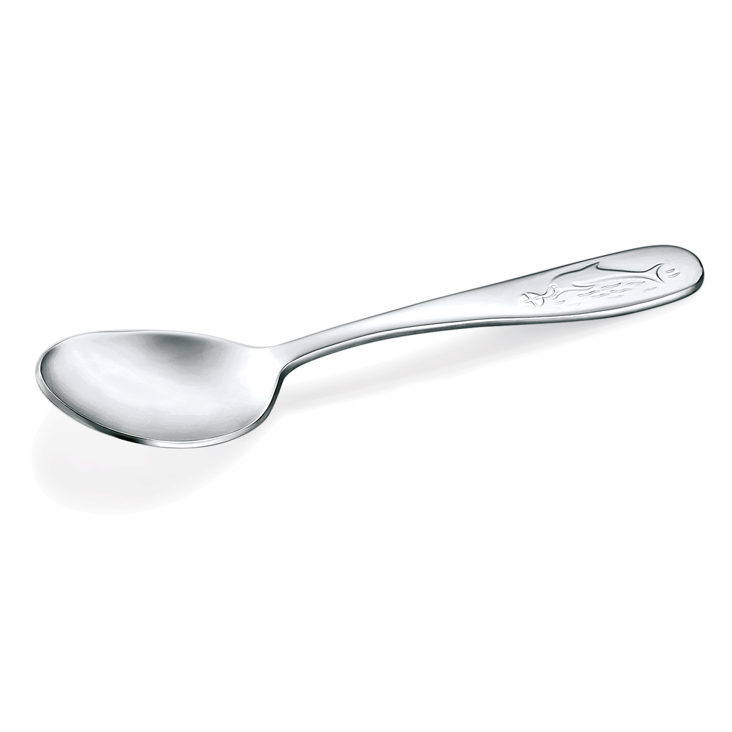 Kinderlöffel MARIE, 14 cm, Motiv: Delphin, Set á 12 Stück, Chromnickelstahl 18/10 