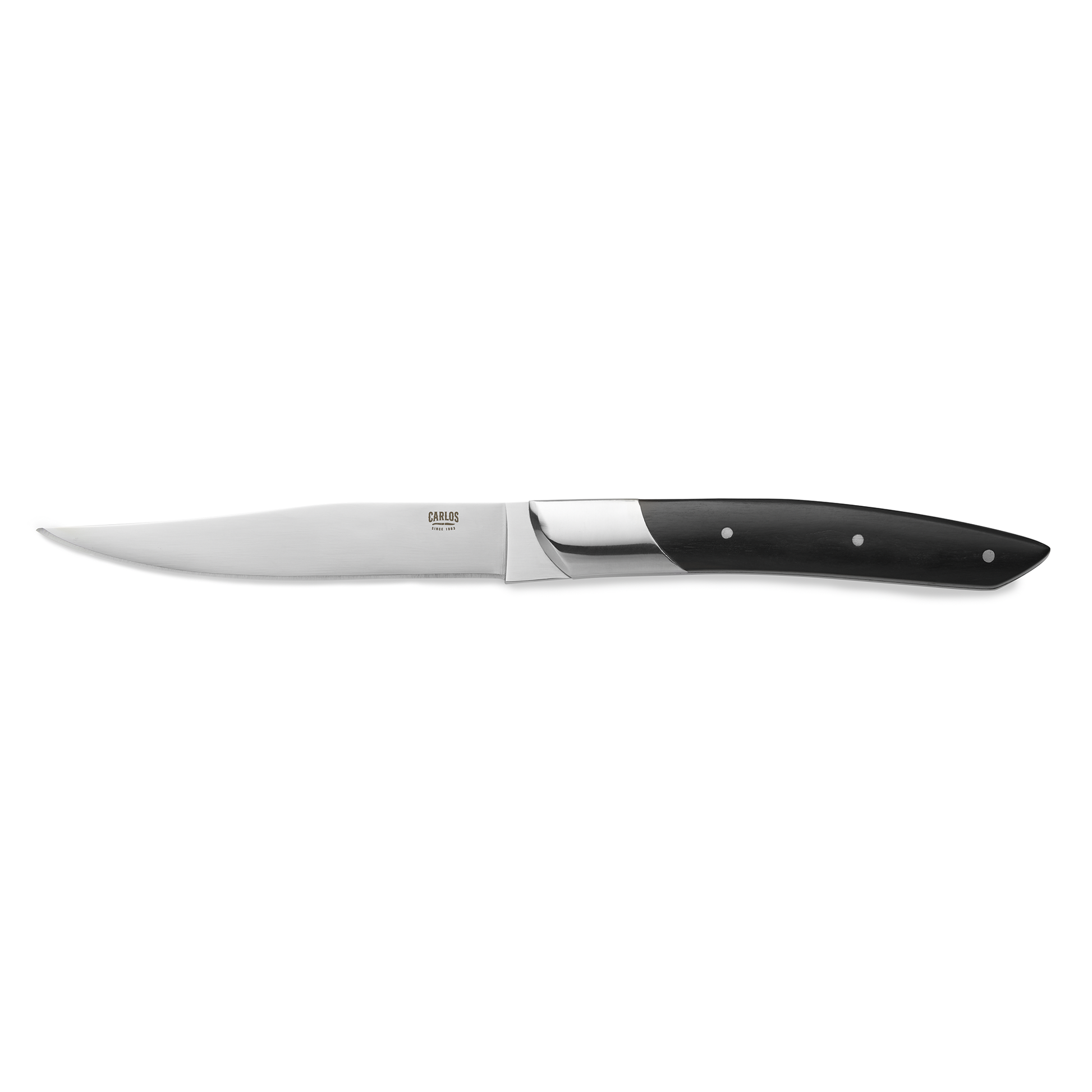Steakmesser Set CARLOS mit schwarzem Sandelholzgriff, 24 cm, Set á 6 Stück, Klingenstahl 420, Holz 