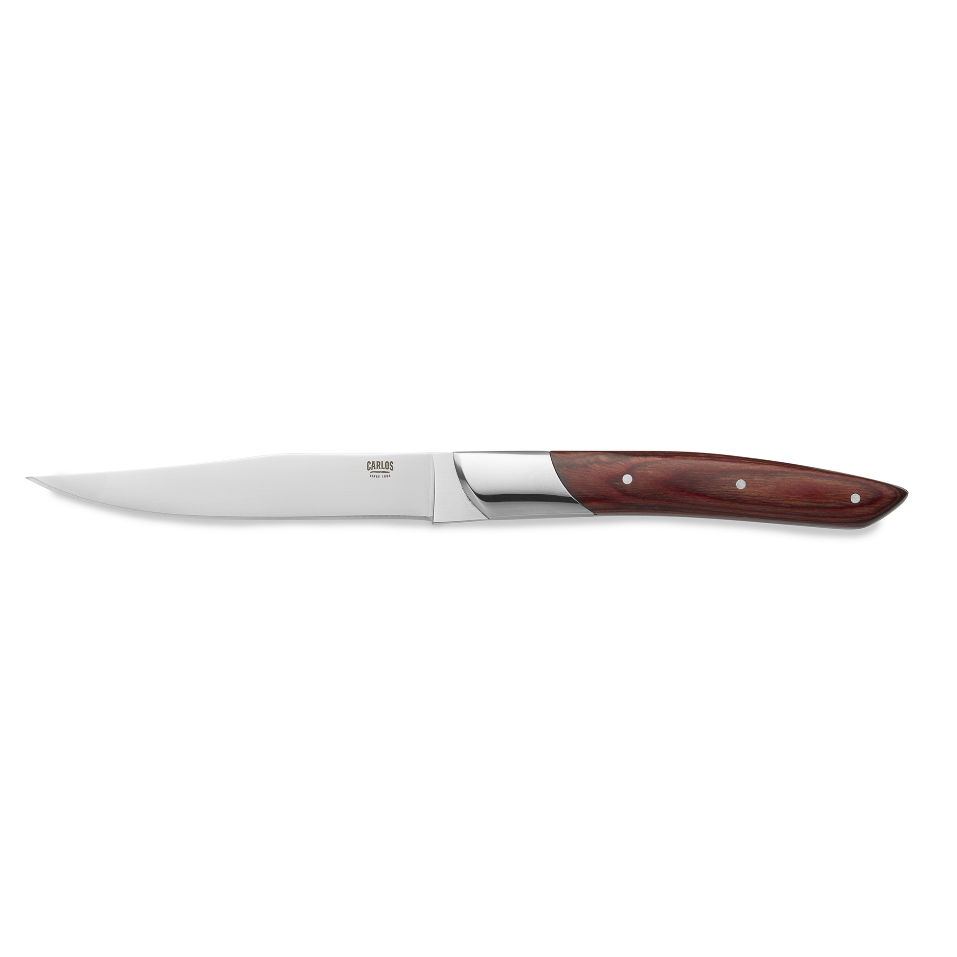 Steakmesser Set CARLOS mit rotem Pakkaholzgriff, 24 cm, Set á 6 Stück, Klingenstahl 420, Holz 