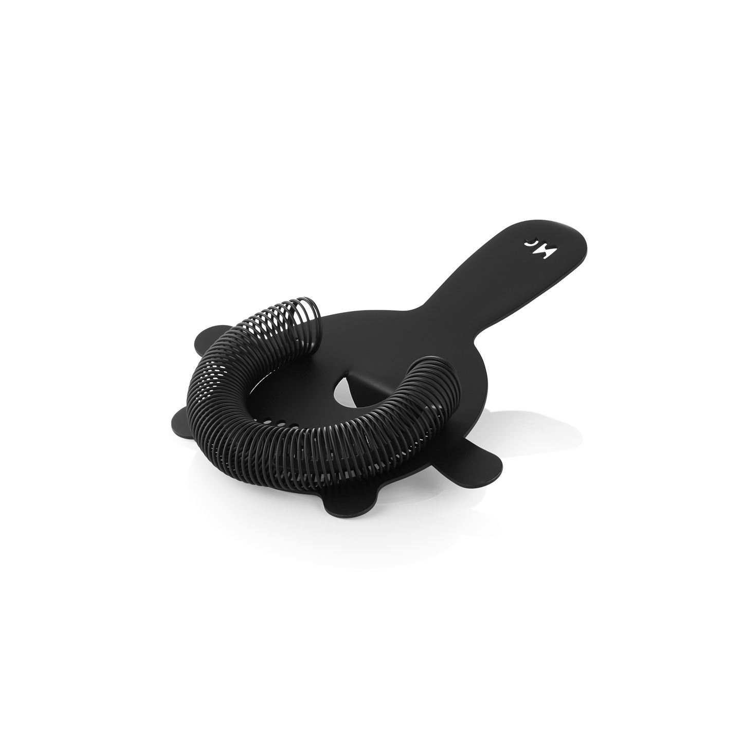 Barsieb Nocturn mit Feder, 4 Zinken, Ø 8 cm, schwarz matt, Chromnickelstahl 18/10 