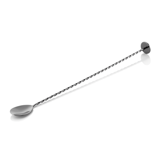 Barlöffel Twisted Nocturn, mit Stößelende, 33,5 cm, gun metal, Chromnickelstahl 18/10 