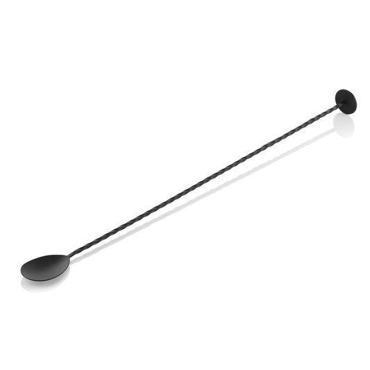 Barlöffel Twisted Nocturn, mit Stößelende, 40 cm, schwarz matt, Chromnickelstahl 18/10 