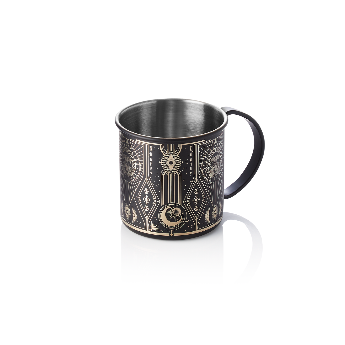 Moscow Mule Tattoo Nocturn, 0,45 ltr., Ø 9 cm, Höhe 9 cm, schwarz, gold, Chromnickelstahl 18/10 
