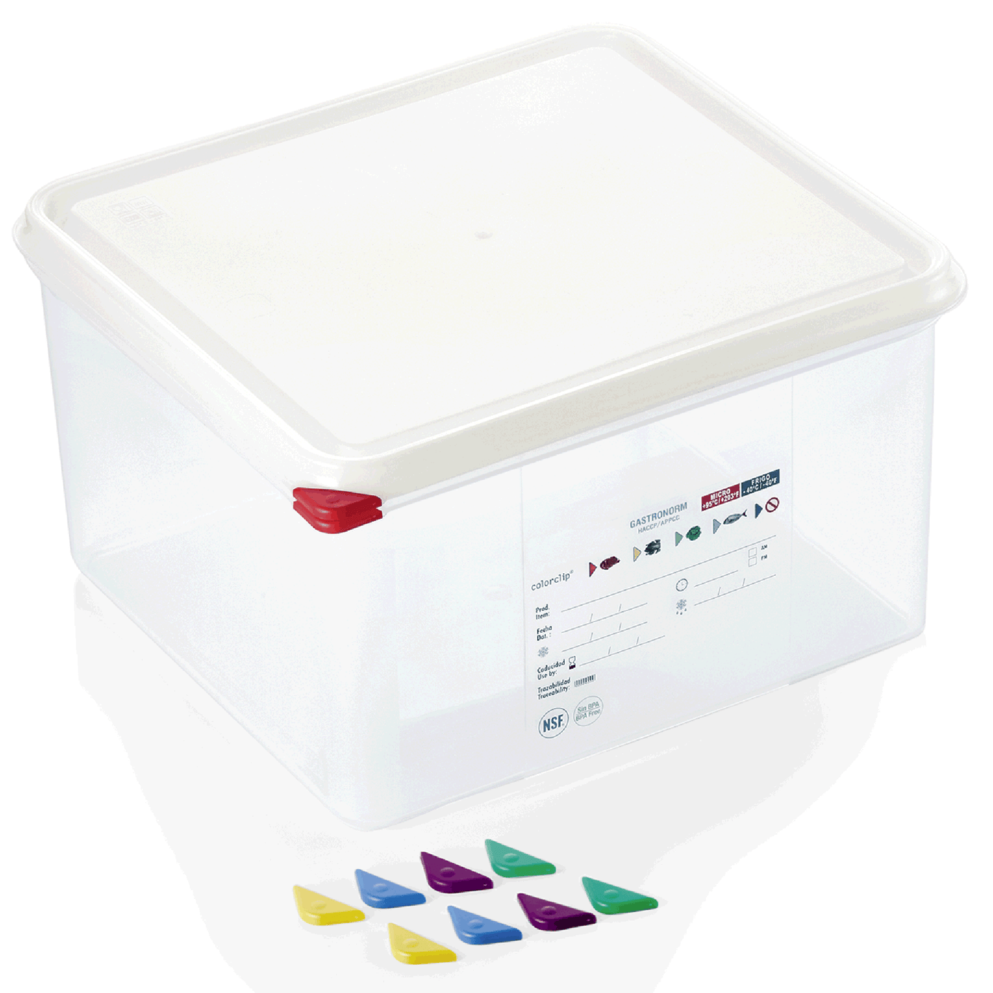 GN Behälter 2/3 Set GN 86, 200 mm, mit Deckel, mit rotem Clip, Polypropylen 