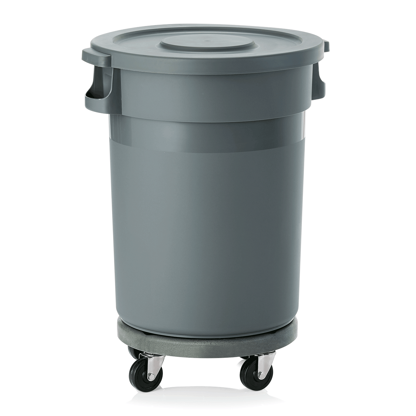 Abfallbehälter, 80 ltr., Ø 41 cm, Höhe 83 cm, mit Transporttrolley, Flachdeckel, Polypropylen 