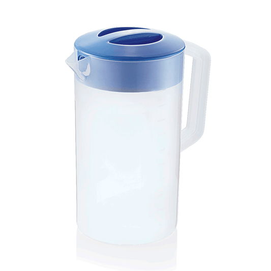 Kanne mit blauem Deckel, 2,5 ltr., Skalierung 250 ml, Polypropylen 