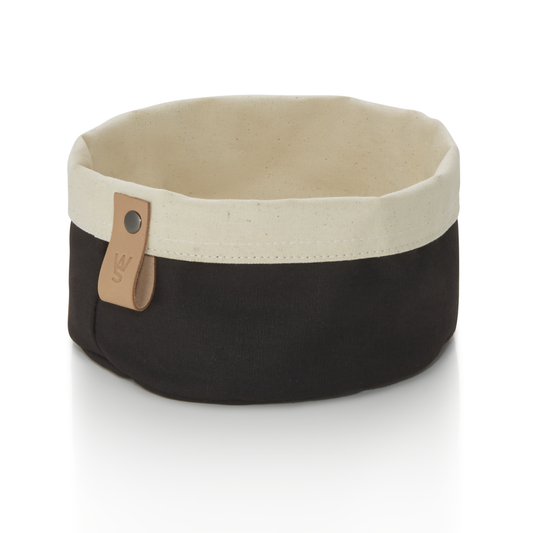 Brottasche Flip Cotton, Ø 17 cm, Höhe 11 cm, schwarz/cream, Canvas 