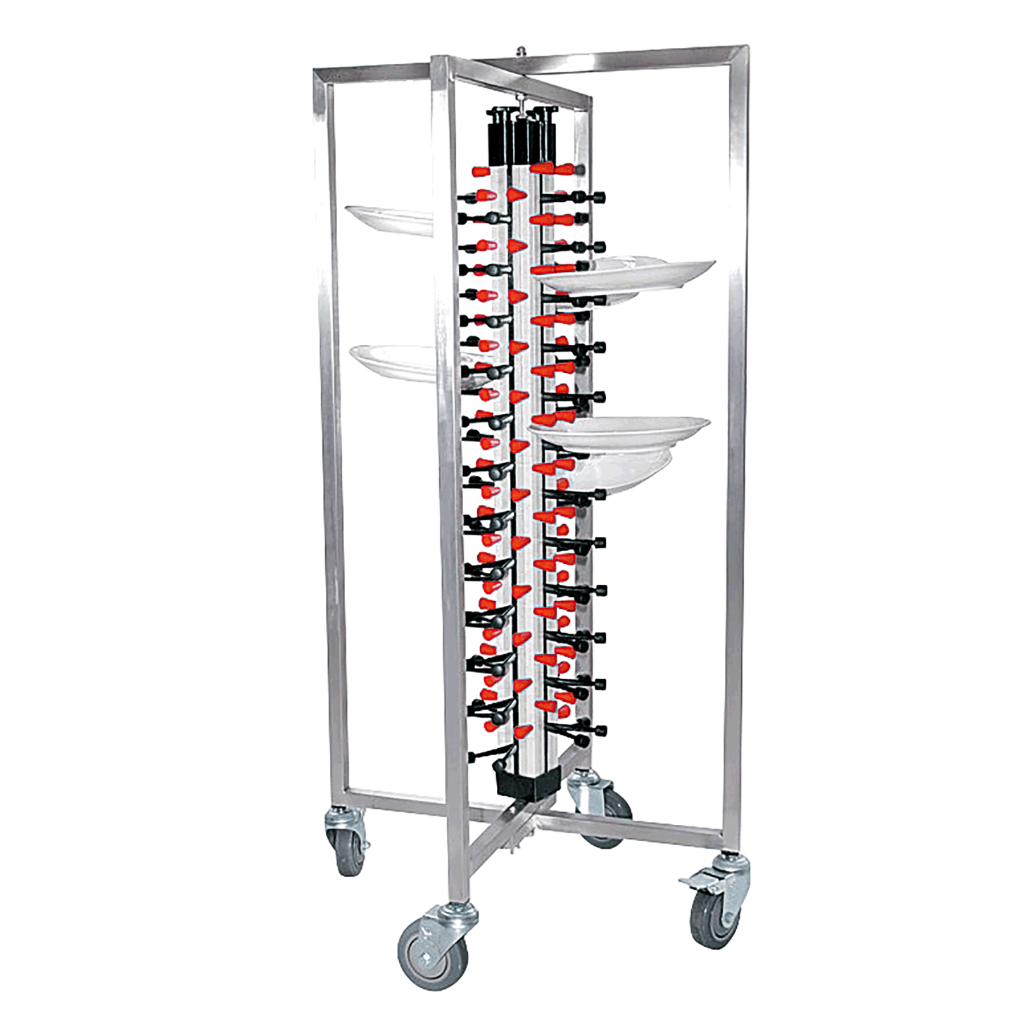 Tellerstapelsystem für 48 Teller, 65 x 59 x 126 cm 65 x 59 x 126 cm, Aluminium, Stahl, ABS 