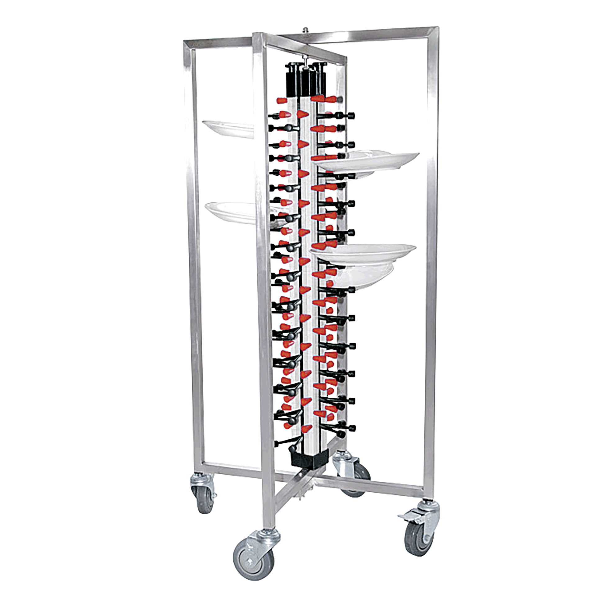 Tellerstapelsystem für 48 Teller, 65 x 59 x 126 cm 65 x 59 x 126 cm, Aluminium, Stahl, ABS 