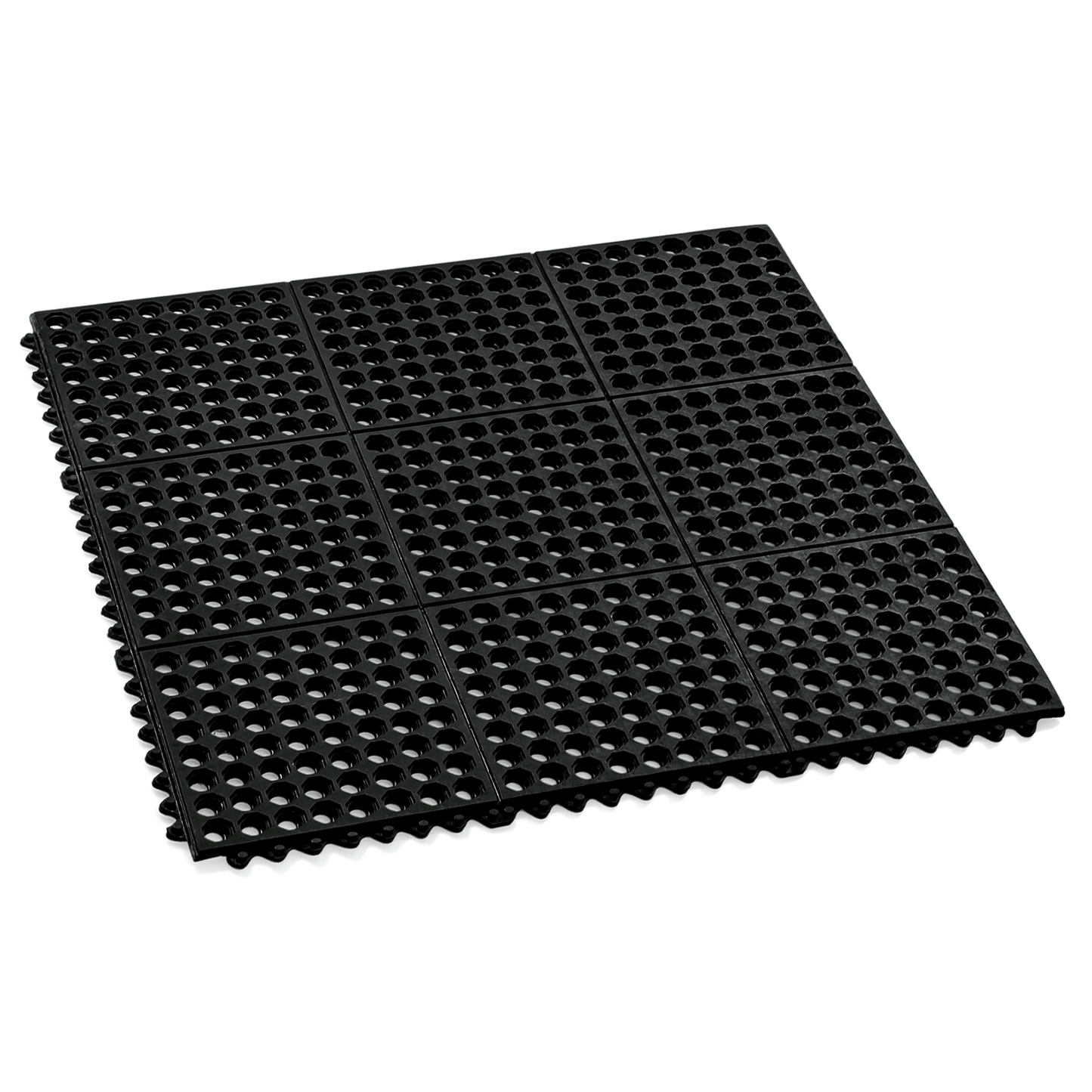 Fußbodenmatten System, Klick-System, 90 x 90 x 1 cm, black, Rubber 
