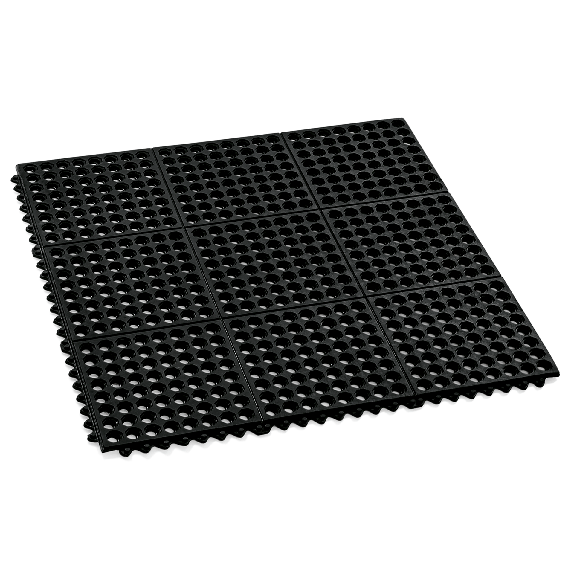 Fußbodenmatten System, Klick-System, 90 x 90 x 1 cm, black, Rubber 