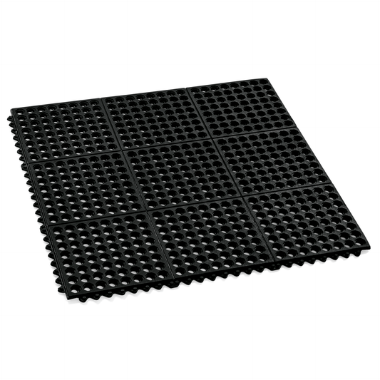 Fußbodenmatten System, Klick-System, 90 x 90 x 1 cm, black, Rubber 