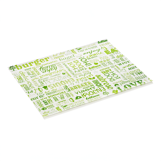 Burgerpapier Veggie Set WRAP & GO, 28 x 34 cm, Set á 1000 Stück, Fettpapier 