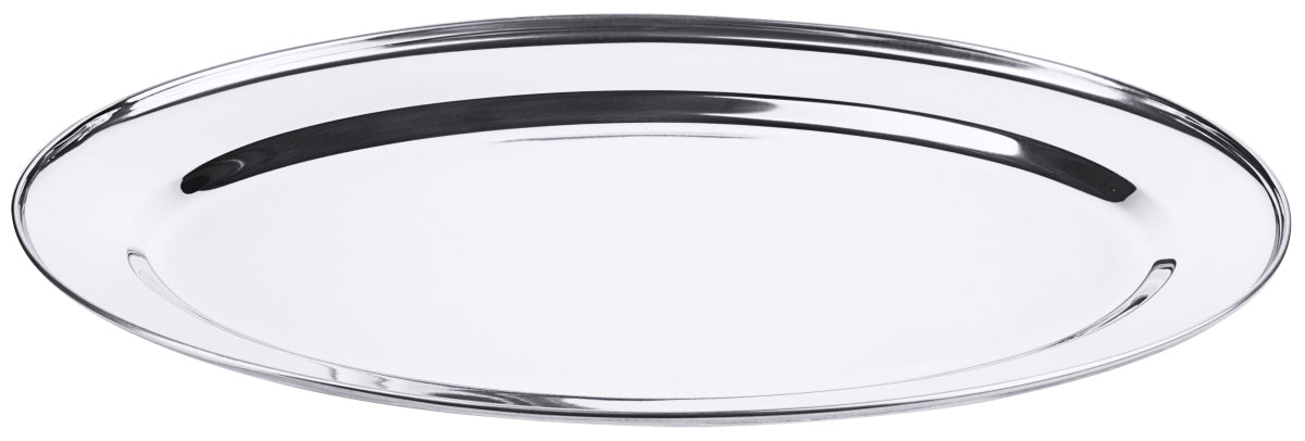 Bratenplatte, oval, flach, Edelstahl, Größe wählbar