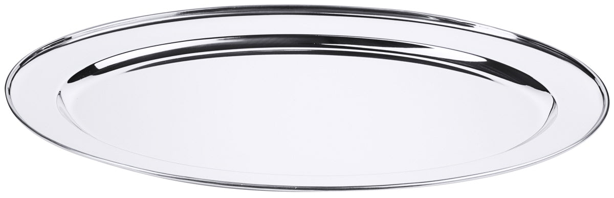 Bratenplatte, oval, flach, Edelstahl, Größe wählbar