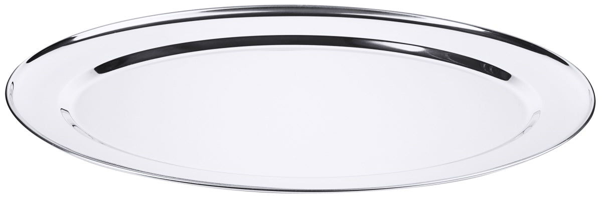 Bratenplatte, oval, flach, Edelstahl, Größe wählbar