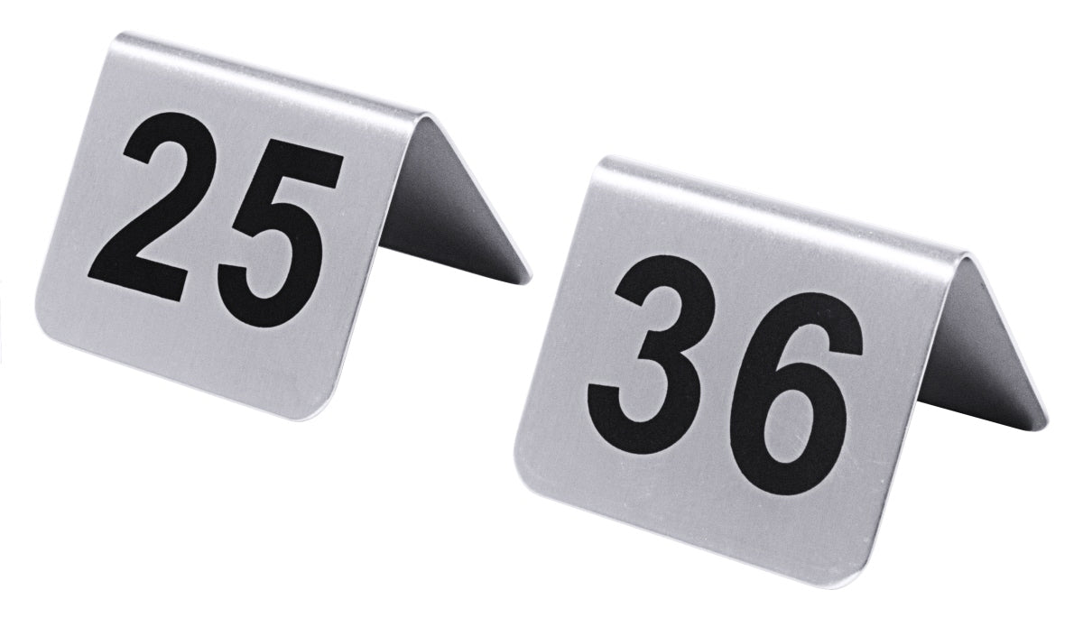Tischnummern mit Nummern 1 bis 72, Edelstahl 18/10, Nummern wählbar