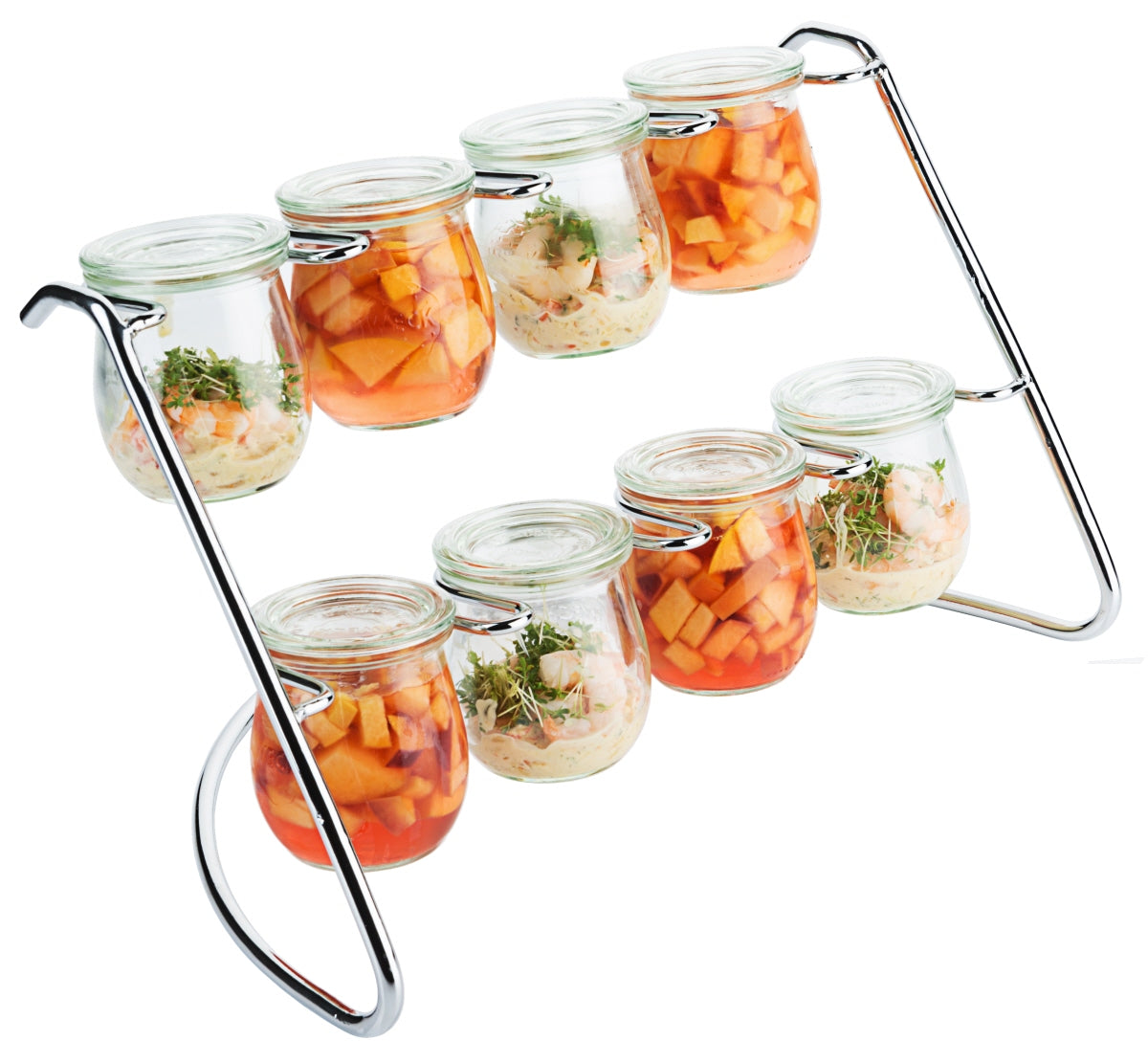 Serviergestell mit Tulpengläser von Weck®, verchromtem Stahldraht, Größe wählbar