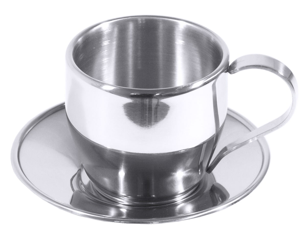 Espresso-/ Cappuccinotasse (hier: Mokka-/Espresso-Tasse), Edelstahl, Größe wählbar