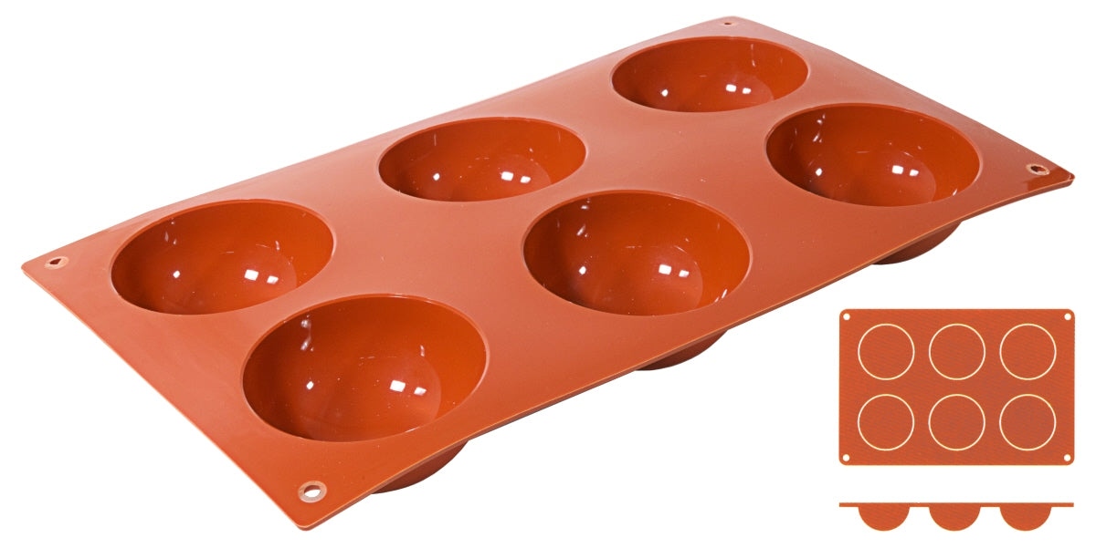 Silikon-Backmatte, HALBKUGEL mit 6 Formen