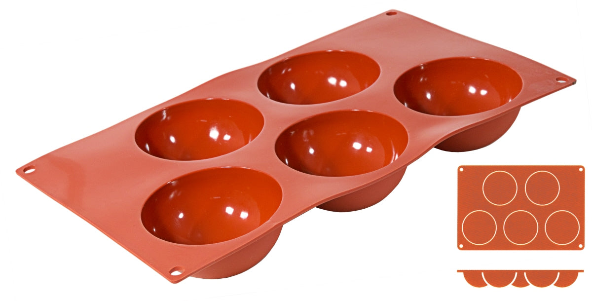 Silikon-Backmatte, HALBKUGEL mit 6 Formen, reinem flexiblen Silikon, Größe wählbar
