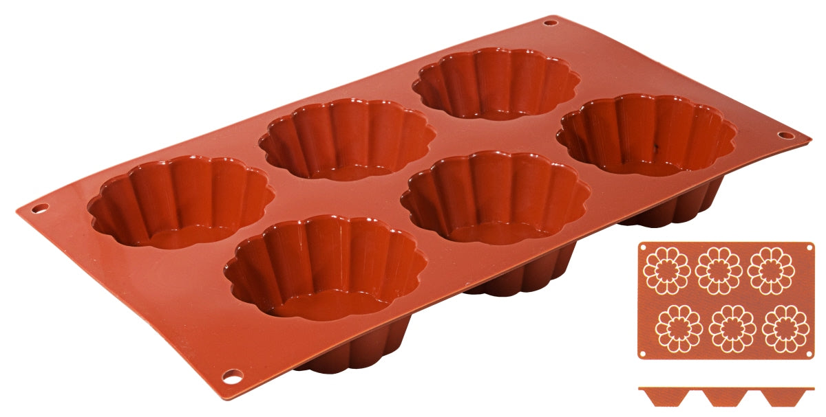 Silikon-Backmatte, BRIOCHETTE mit 6 Formen
