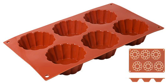 Silikon-Backmatte, BRIOCHETTE mit 6 Formen