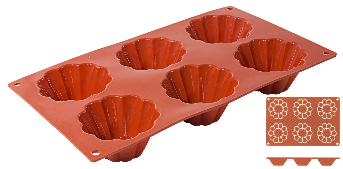 Silikon-Backmatte, BRIOCHETTE mit 6 Formen, reinem flexiblen Silikon, Größe wählbar