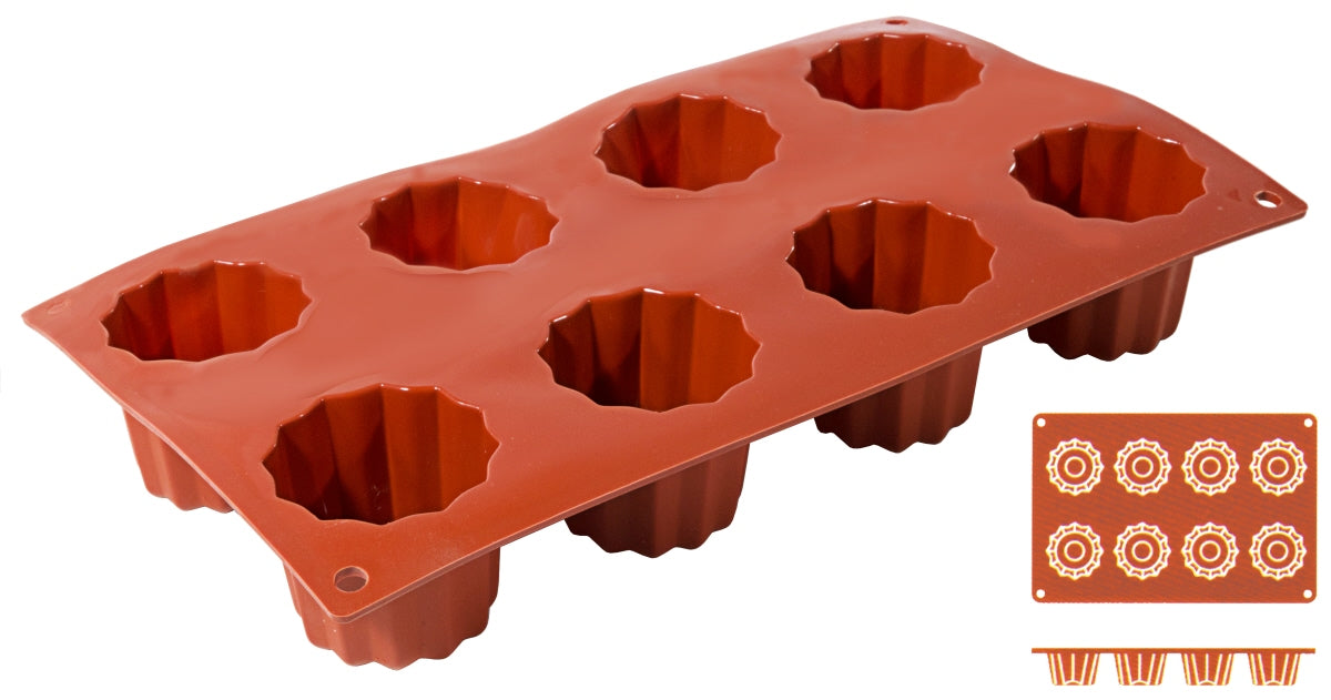 Silikon-Backmatte, BORDELAIS mit 8 Formen