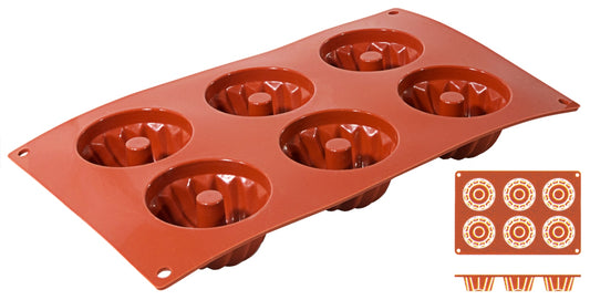 Silikon-Backmatte, GUGELHUPF mit 6 Formen
