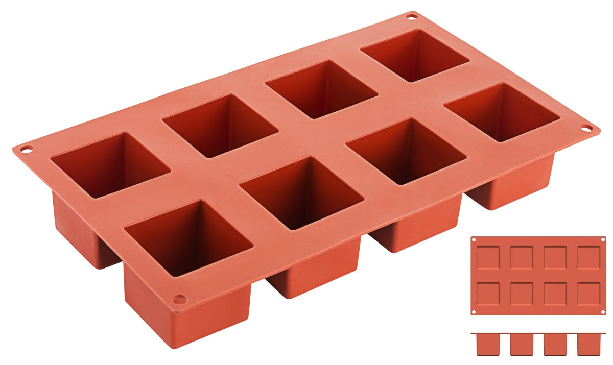 Silikon-Backmatte, WÜRFEL mit 15 Formen, reinem flexiblen Silikon, Größe wählbar