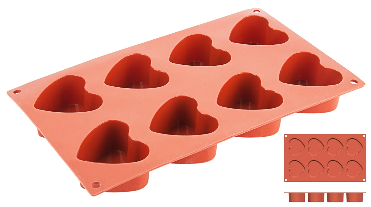 Silikon-Backmatte, HERZ mit 8 Formen