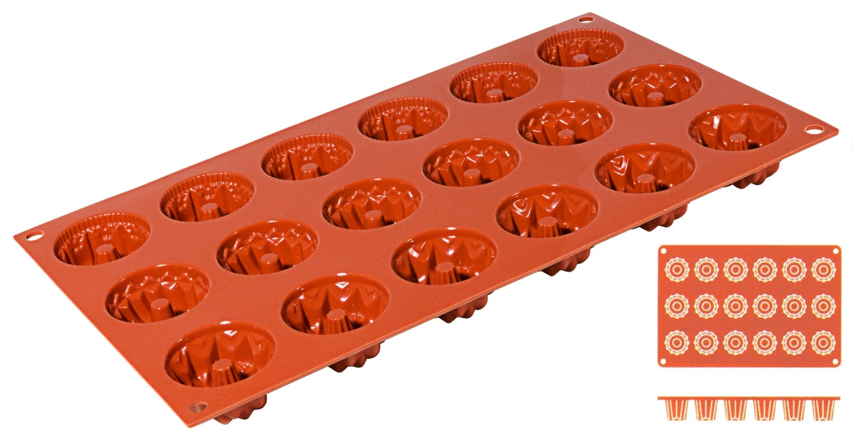 Silikon-Backmatte, GUGELHUPF mit 18 Formen