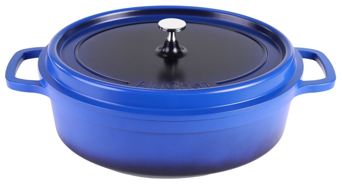 AluChef® Cocotte, oval 35 cm x 29 cm / blau
