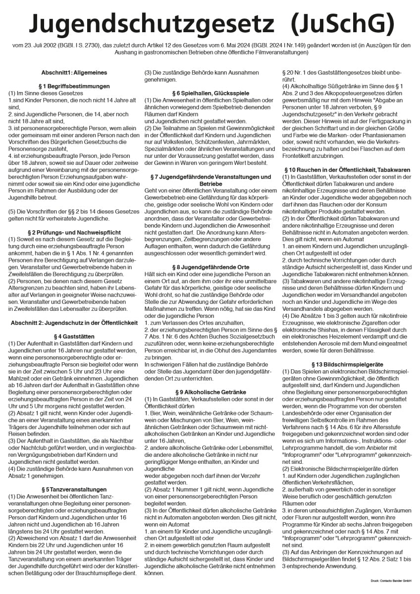 Jugendschutzgesetz 29,5 cm